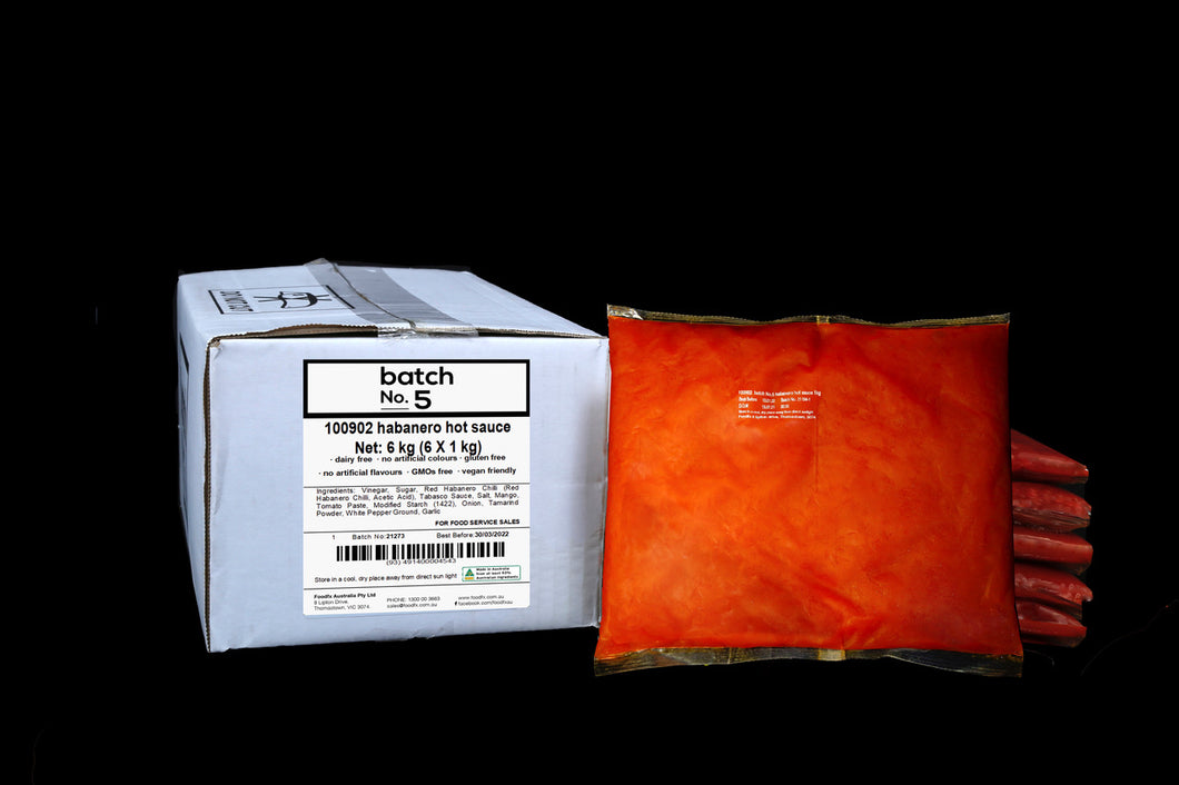 Food FX - Batch No.5 Vegan Habanero Hot Sauce 6kg - 6 x 1kg