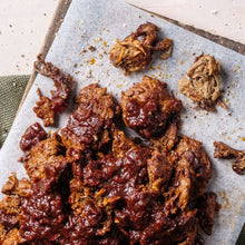 Load image into Gallery viewer, Fable Pulled Shiitake Mushroom Cuts served with sauce
