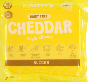 NuDairy - Vegan Cheddar Slices RETAIL CARTON 2.4kg - 12 x 200g