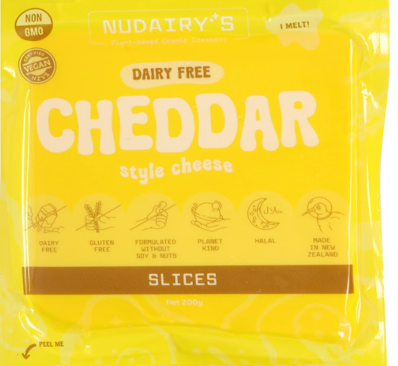 NuDairy - Vegan Cheddar Slices RETAIL CARTON 2.4kg - 12 x 200g