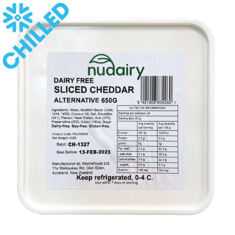 NuDairy - Vegan Sliced Cheddar Alternative CARTON 3kg - 6 x 500g