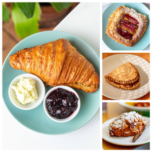 Oh My Days - Vegan Croissants and Pastry Mixed Box B - 20 pack - Plain Almond Rhubarb Apple Turnover