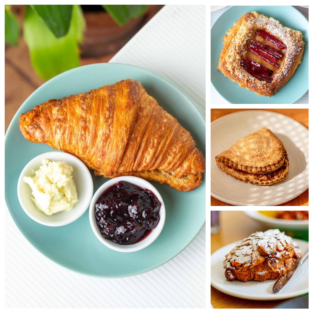 Oh My Days - Vegan Croissants and Pastry Mixed Box B - 20 pack - Plain Almond Rhubarb Apple Turnover